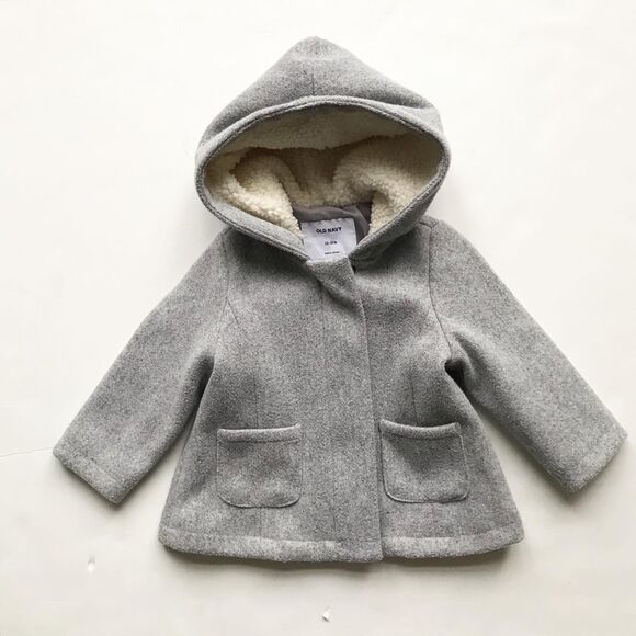 Old Navy light gray hooded jacket EUC 12-18 months - Picture 1 of 6
